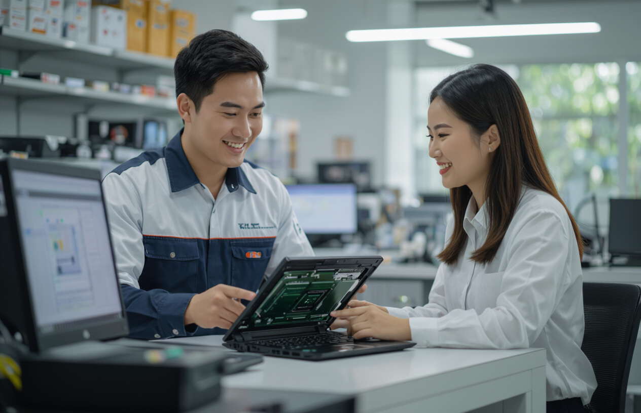 Kỹ Thuật Viên Máy Tính Bến Tre Đang Tư Vấn Nâng Cấp Ram Laptop Cho Khách Hàng Tại Mỏ Cày Bắc