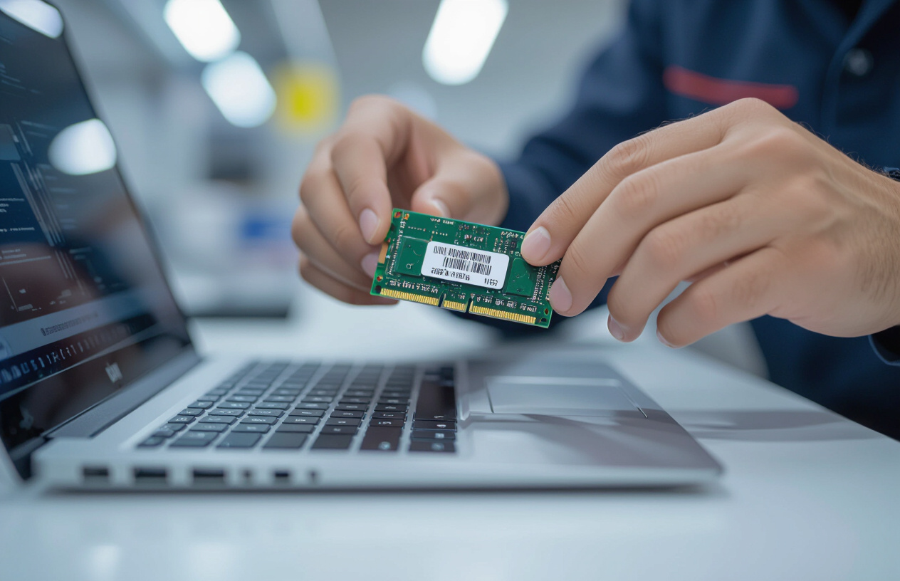 Gói Ram Laptop Mới Chính Hãng Đang Được Kiểm Tra Trước Khi Lắp Đặt Bởi Kỹ Thuật Viên Máy Tính Bến Tre