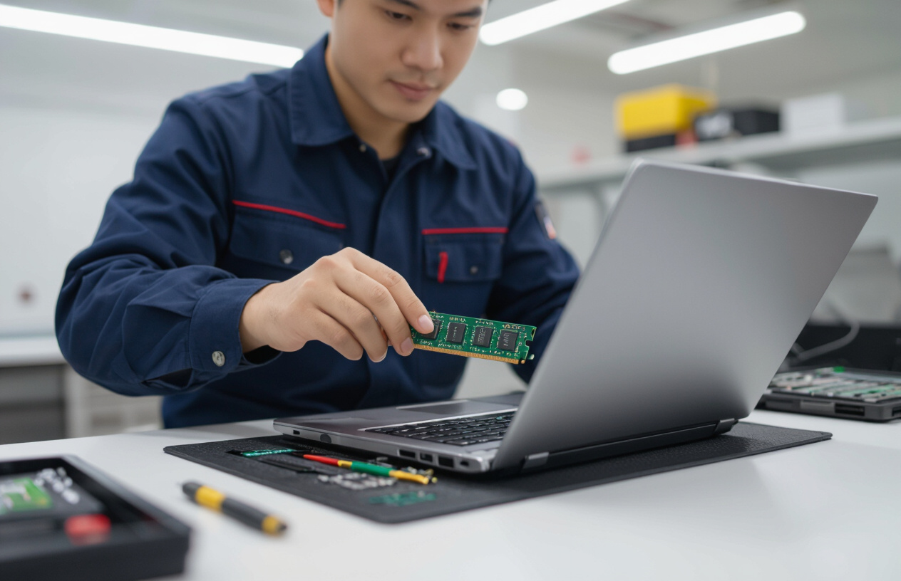 Kỹ Thuật Viên Maytinhbentre.Com Đang Nâng Cấp Ram Cho Laptop Tại Bến Tre