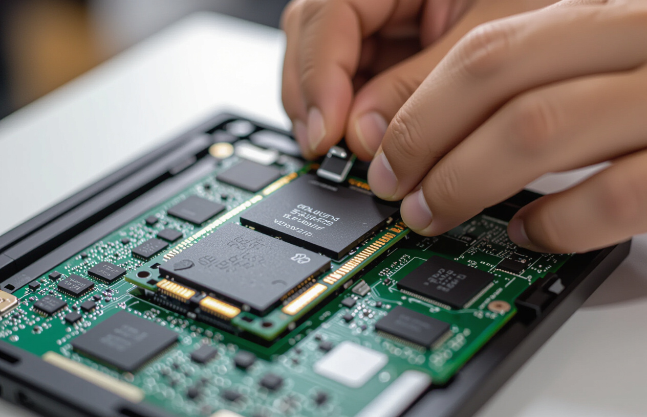 Kỹ Thuật Viên Máy Tính Bến Tre Đang Lắp Đặt Ssd Nvme Kioxia Exceria G2 Cho Máy Tính.