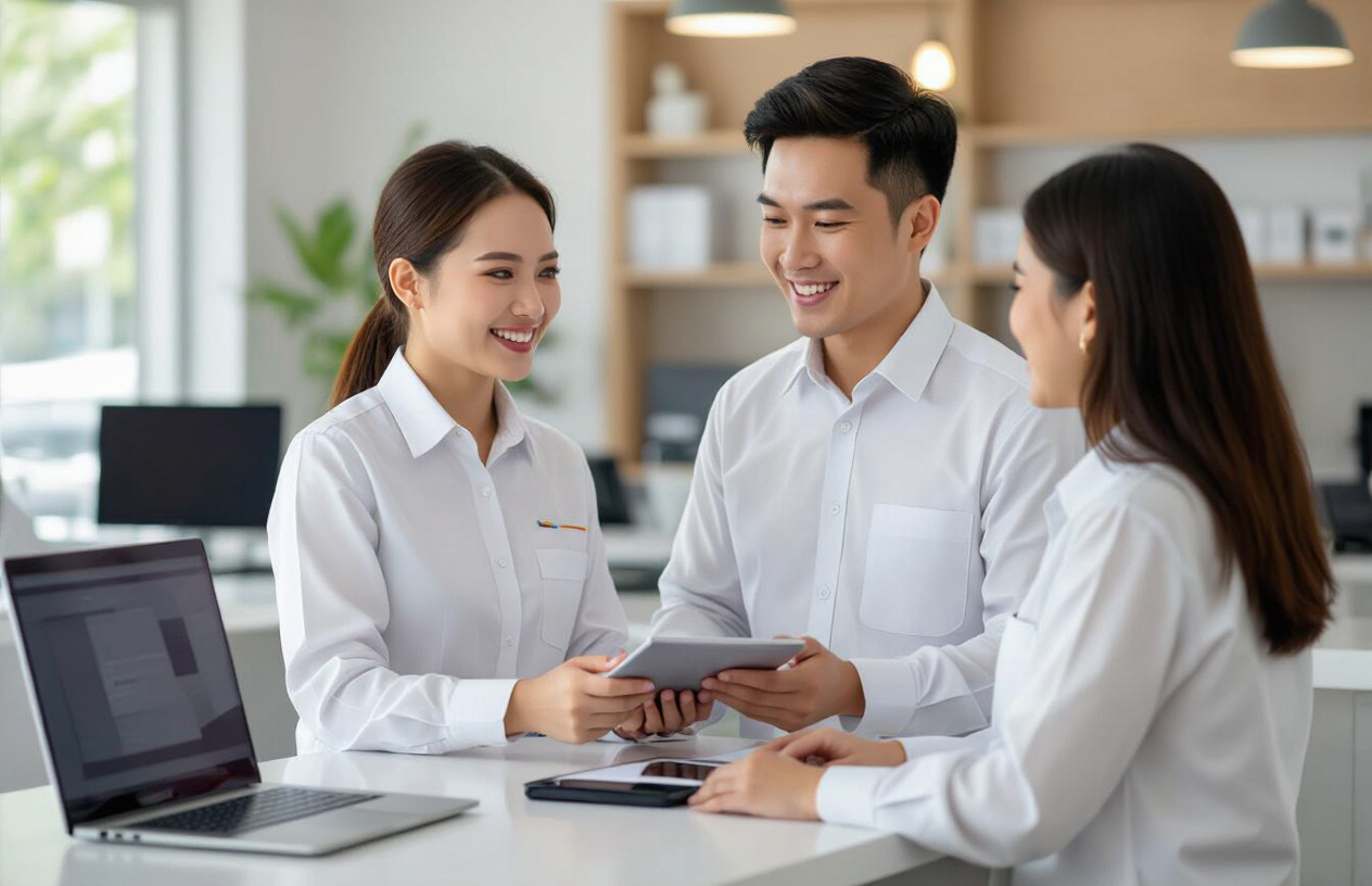 Kỹ Thuật Viên Của Máy Tính Bến Tre Đang Tư Vấn Cho Khách Hàng Về Giải Pháp Máy Tính.