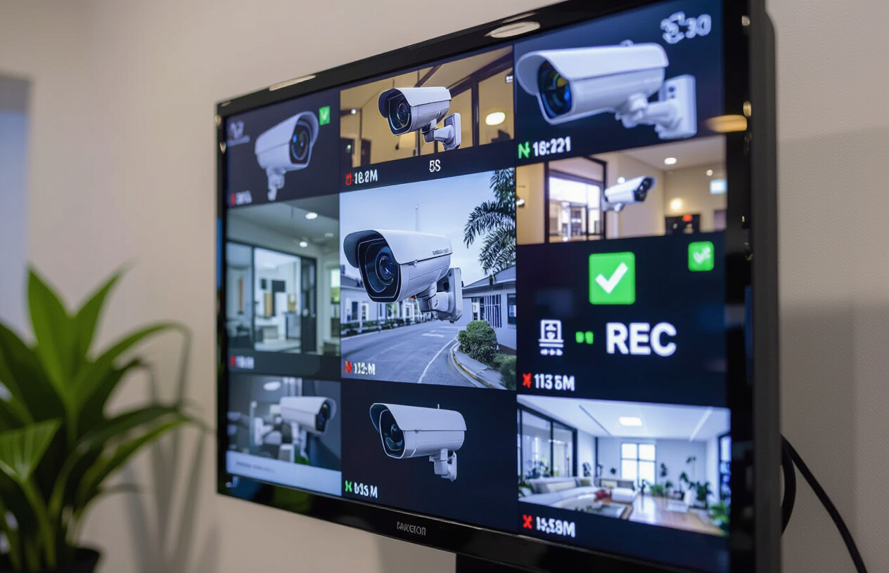 Màn Hình Giám Sát Hiển Thị Hình Ảnh Camera Đang Ghi Hình Thành Công.