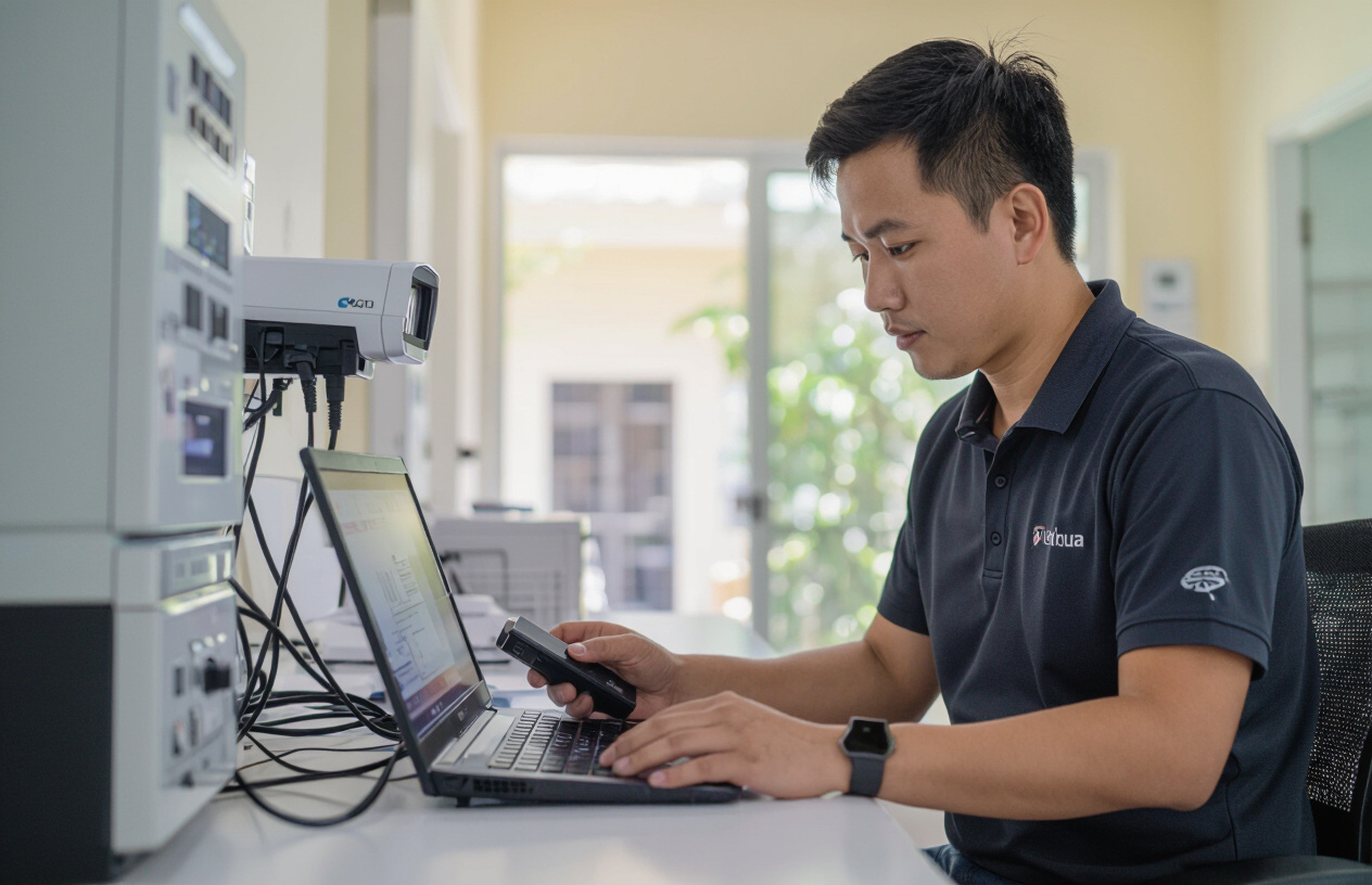 Kỹ Thuật Viên Máy Tính Bến Tre Kiểm Tra Tín Hiệu Mạng Cho Camera Ip Dahua.
