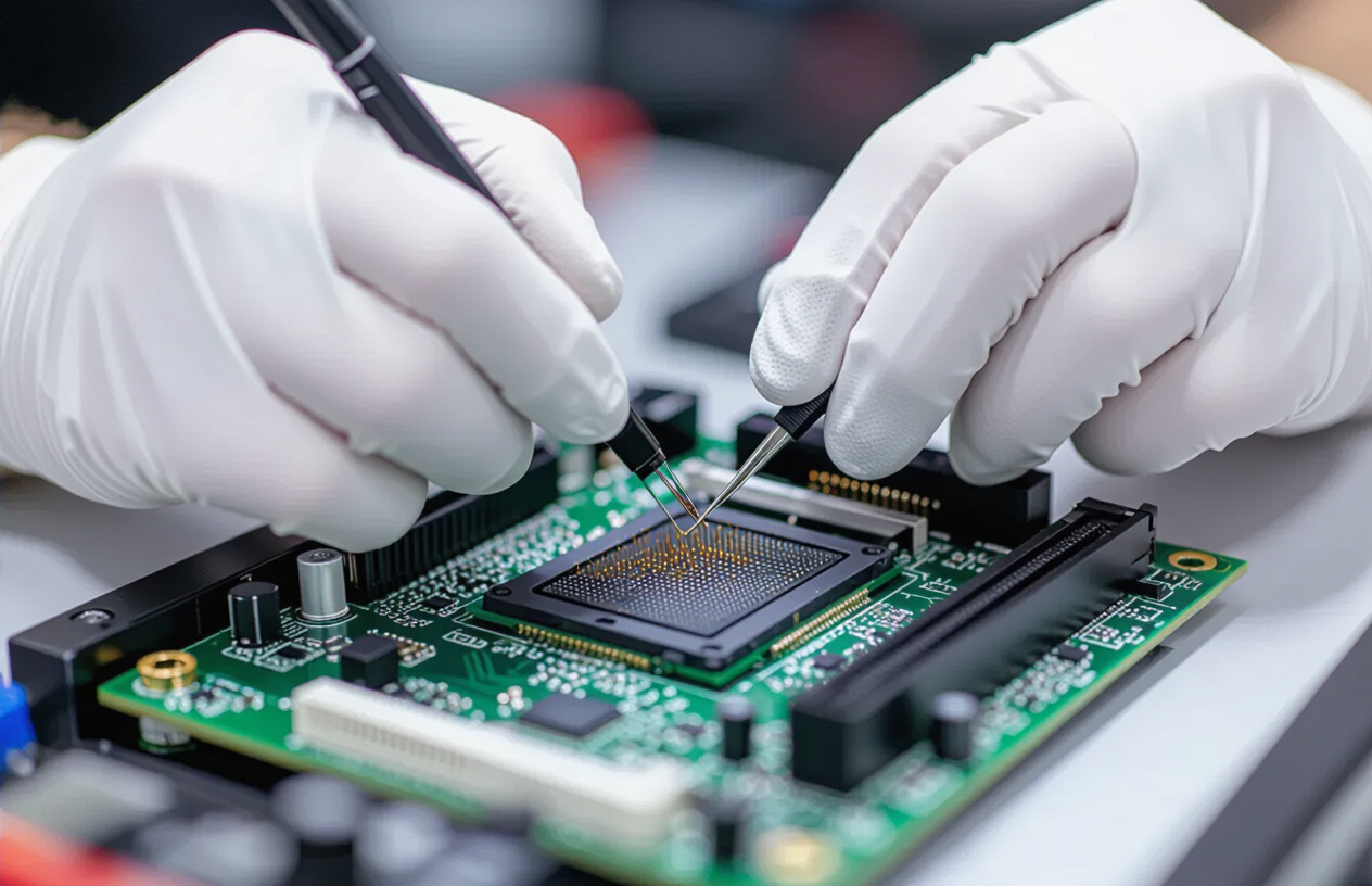 Kỹ Thuật Viên Chuyên Nghiệp Tại Máy Tính Bến Tre Đang Tỉ Mỉ Sửa Chữa Chân Socket Cpu Bằng Dụng Cụ Chuyên Dụng