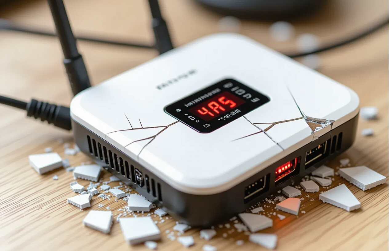Một Bộ Phát Wifi 4G Di Động Bị Hỏng Với Đèn Báo Lỗi Màu Đỏ.