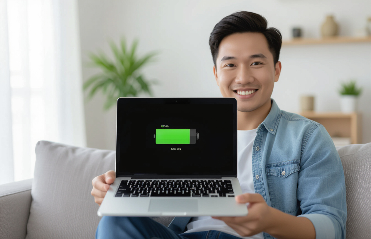 Khách Hàng Hài Lòng Với Chiếc Laptop Đã Được Sửa Chữa Và Sạc Pin Bình Thường Trở Lại.