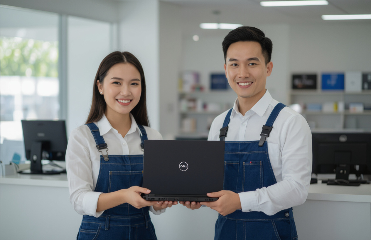 Khách Hàng Hài Lòng Khi Nhận Lại Laptop Dell Đã Sửa Chữa Từ Máy Tính Bến Tre