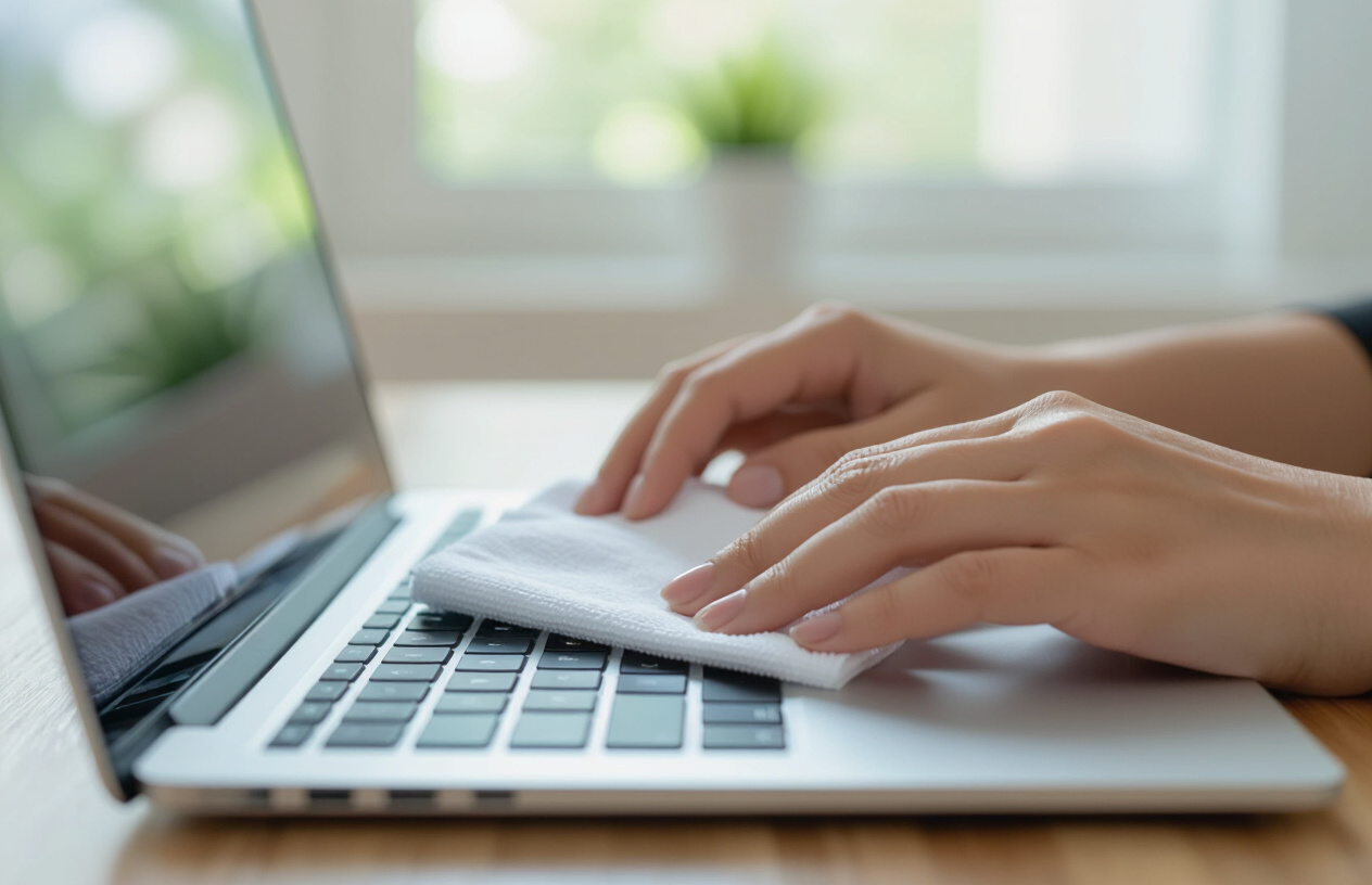 Người Đang Thử Các Mẹo Sửa Lỗi Bàn Phím Laptop Tại Nhà