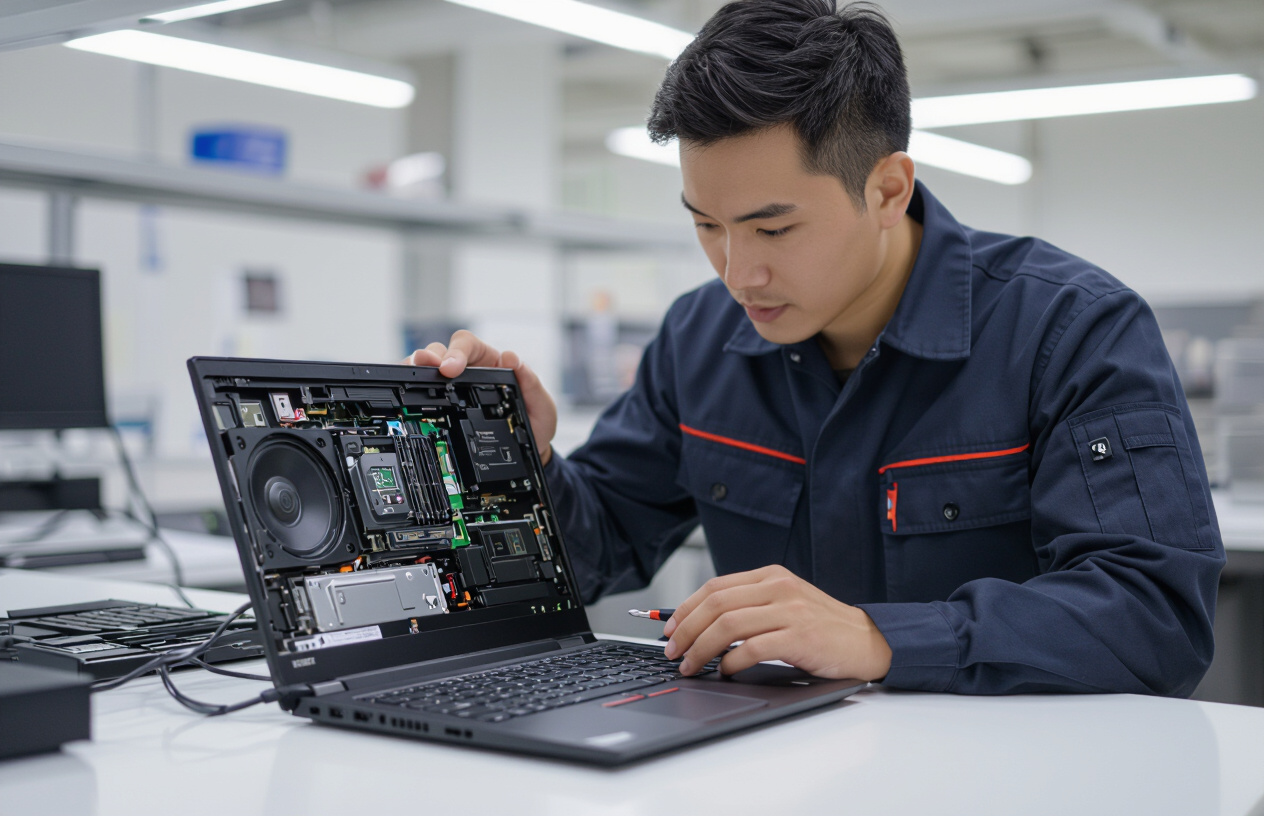 Kỹ Thuật Viên Máy Tính Bến Tre Đang Kiểm Tra Loa Laptop Lenovo Thinkpad X1 Yoga.