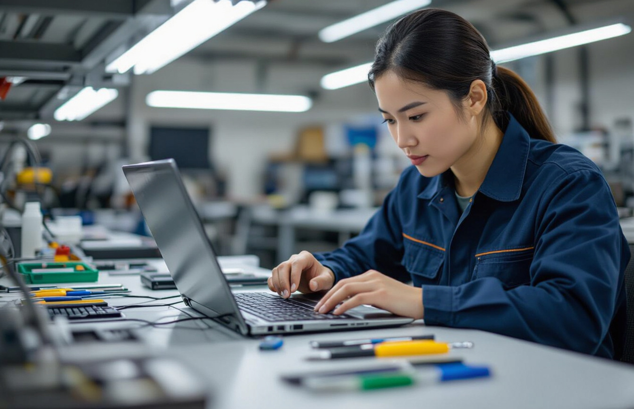 Kỹ Thuật Viên Chuyên Nghiệp Tại Máy Tính Bến Tre Đang Kiểm Tra Bàn Phím Laptop.