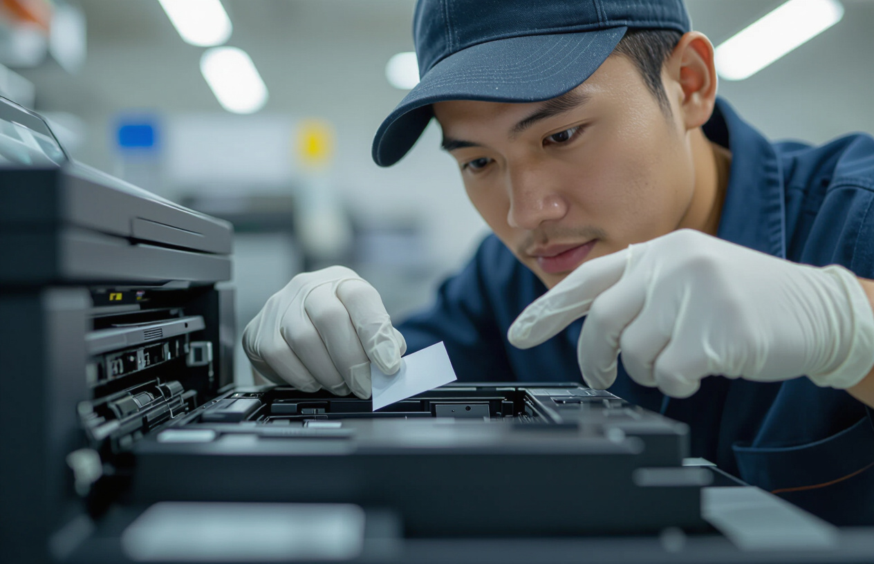 Kỹ Thuật Viên Máy Tính Bến Tre Kiểm Tra Máy In Hp 7740 A3 Bị Kẹt Giấy.