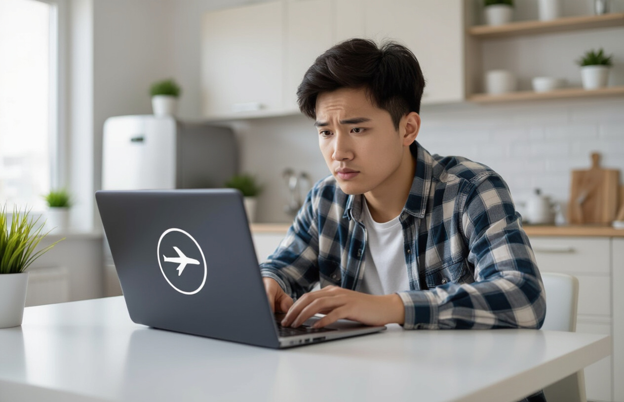 Người Dùng Máy Tính Gặp Khó Khăn Với Biểu Tượng Chế Độ Máy Bay Bật.