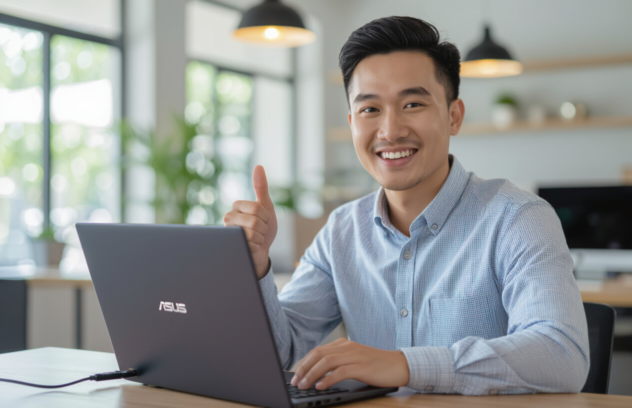 Khách Hàng Tại Bến Tre Vui Vẻ Sử Dụng Laptop Asus Vivobook Đã Được Sửa Lỗi Usb Thành Công.