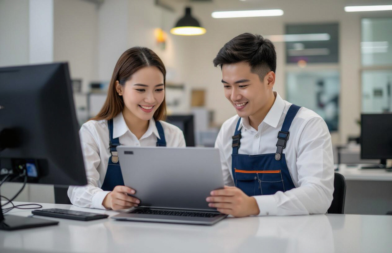 Khách Hàng Hài Lòng Nhận Lại Laptop Đã Sửa Lỗi Màn Hình Gập Được.