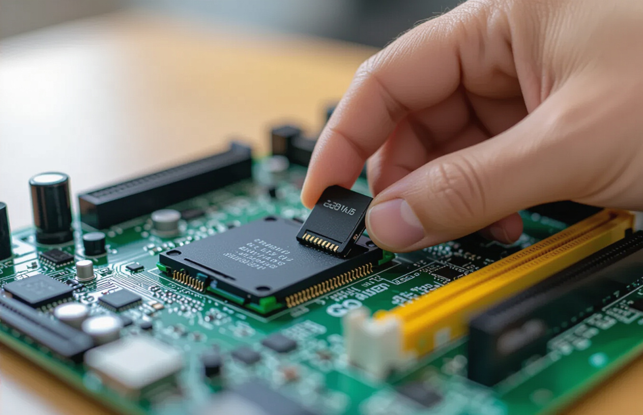 Một Người Đang Thay Pin Cmos Trên Bo Mạch Chủ Máy Tính.
