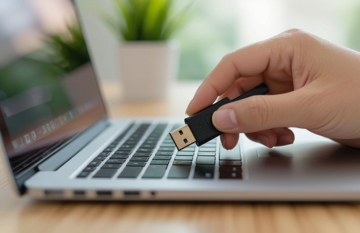 Người Dùng Máy Tính Đang Cắm Usb Vào Cổng