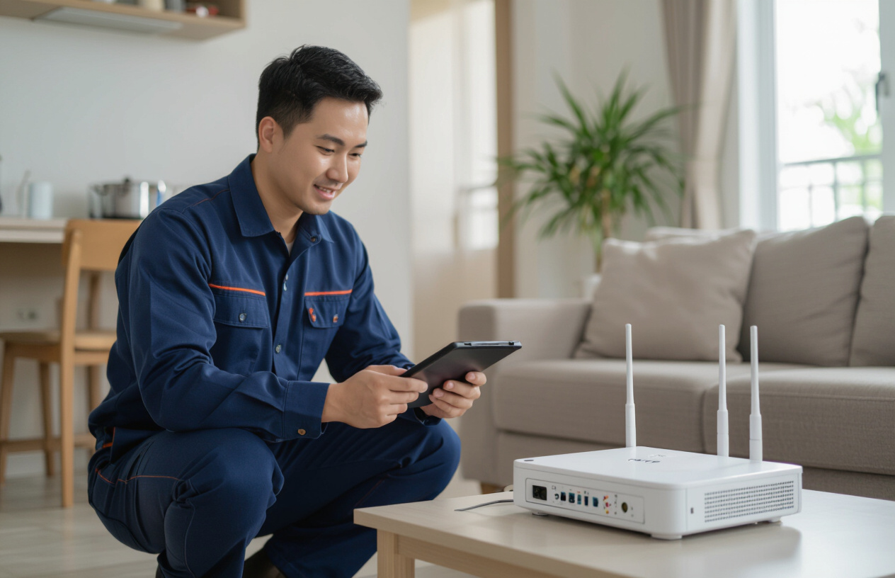 Kỹ Thuật Viên Máy Tính Bến Tre Kiểm Tra Tín Hiệu Wifi Yếu Tại Giồng Trôm