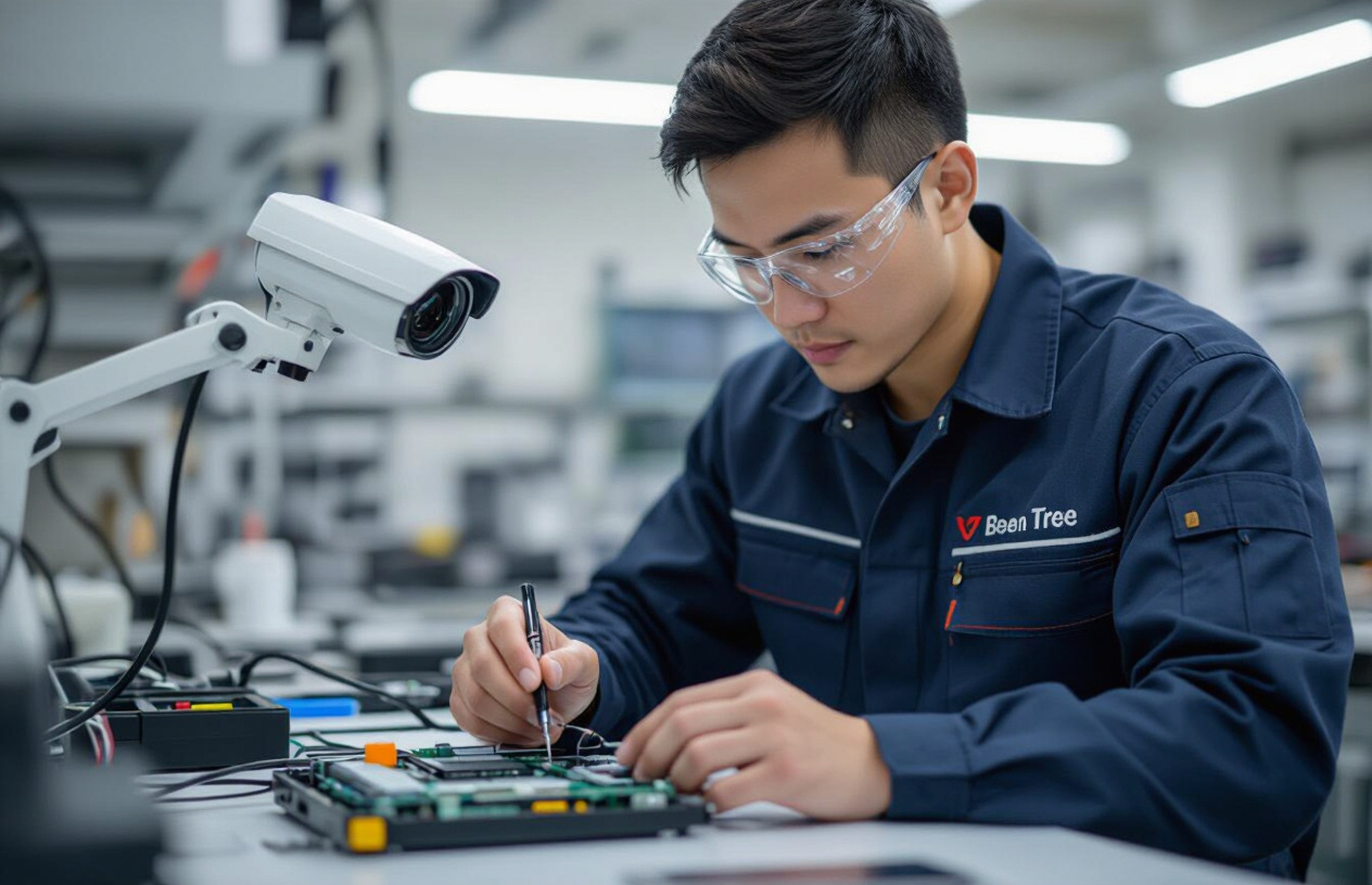 Kỹ Thuật Viên Của Máy Tính Bến Tre Đang Cẩn Thận Kiểm Tra Và Sửa Chữa Camera Tại Xưởng.
