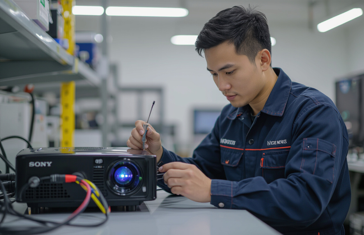 Kỹ Thuật Viên Máy Tính Bến Tre Kiểm Tra Máy Chiếu Sony Không Lên Hình.