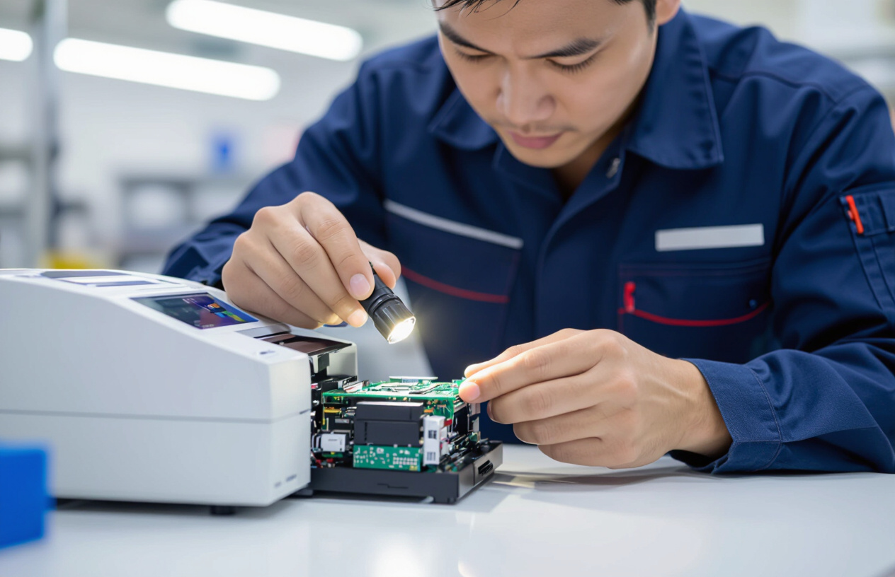 Kỹ Thuật Viên Maytinhbentre.Com Đang Kiểm Tra Máy In Godex G500