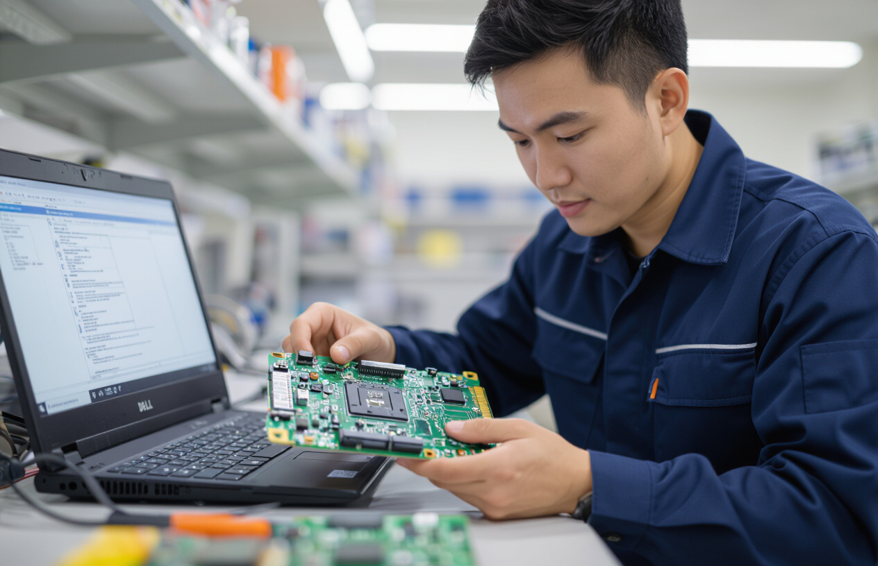 Kỹ Thuật Viên Máy Tính Bến Tre Kiểm Tra Mainboard Laptop Dell Inspiron Lỗi Tại Ba Tri