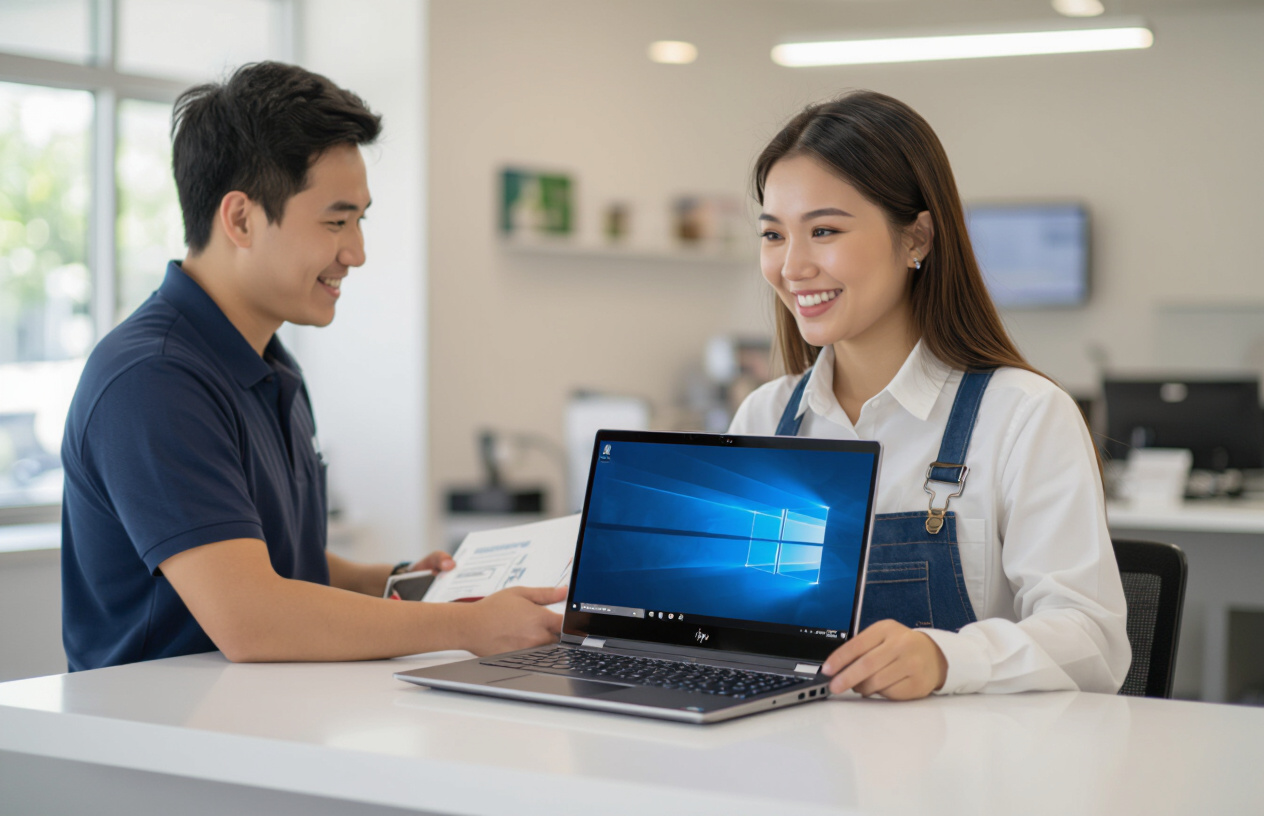 Khách Hàng Vui Vẻ Nhận Lại Laptop Hp Envy X360 Đã Được Sửa Chữa Màn Hình Cảm Ứng Tại Máy Tính Bến Tre.