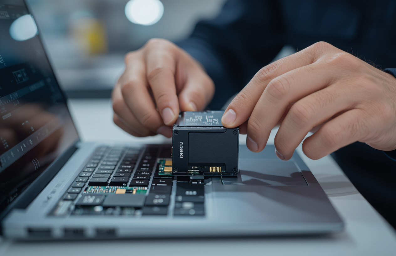 Kỹ Thuật Viên Việt Nam Đang Thay Thế Ổ Cứng Ssd Cho Laptop Một Cách Chuyên Nghiệp.