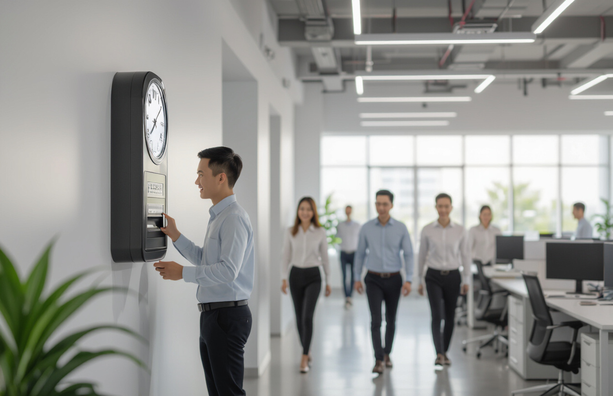Máy Chấm Công Hoạt Động Ổn Định, Nhân Viên Bến Tre Vui Vẻ Điểm Danh.