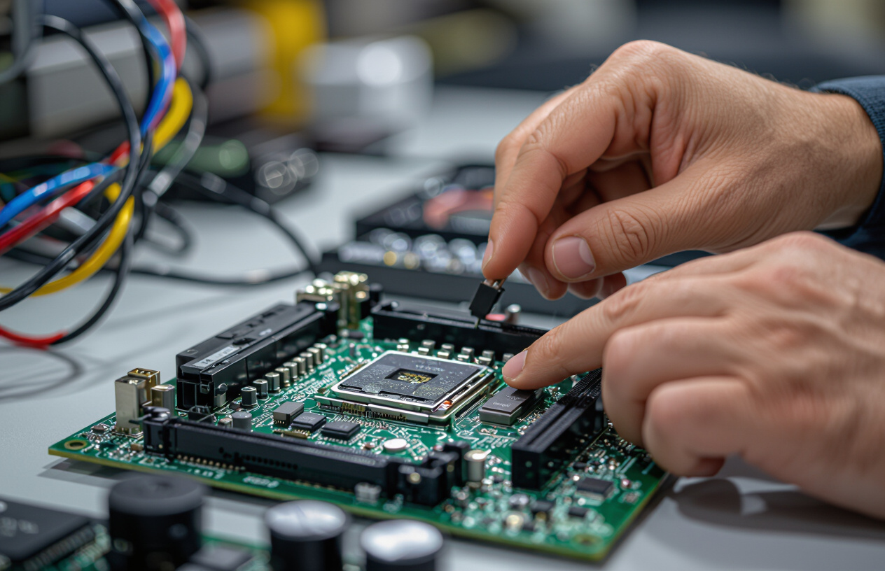 Kỹ Thuật Viên Máy Tính Bến Tre Đang Kiểm Tra Mainboard Pc Để Thay Pin Cmos.