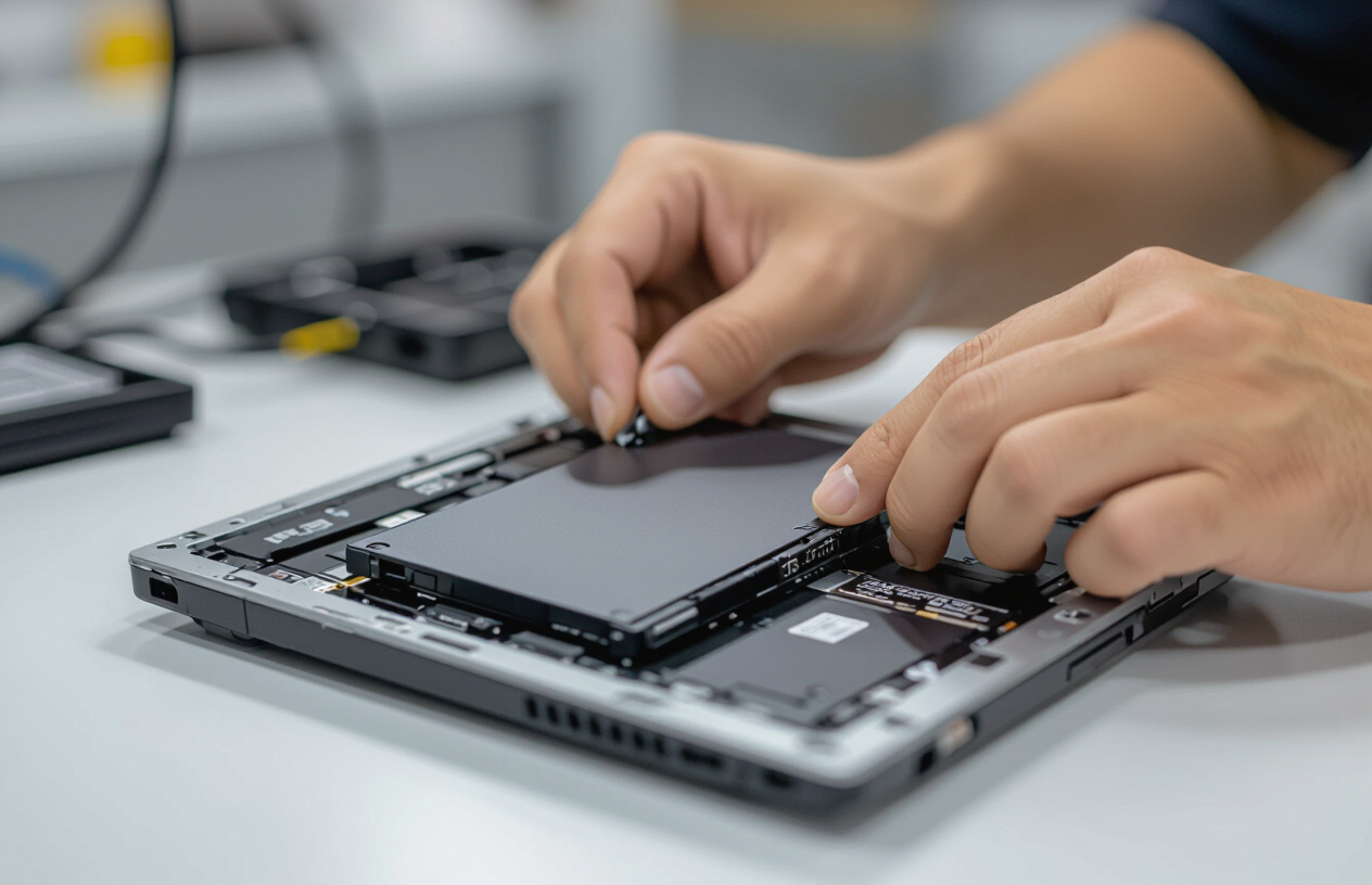 Kỹ Thuật Viên Chuyên Nghiệp Tại Bến Tre Đang Thay Pin Mới Cho Laptop.