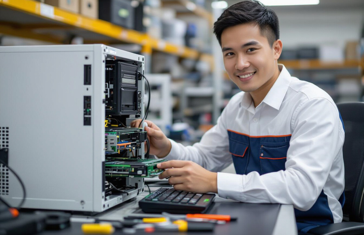 Kỹ Thuật Viên Máy Tính Bến Tre Đang Thay Thế Card Mạng Lan Cho Pc