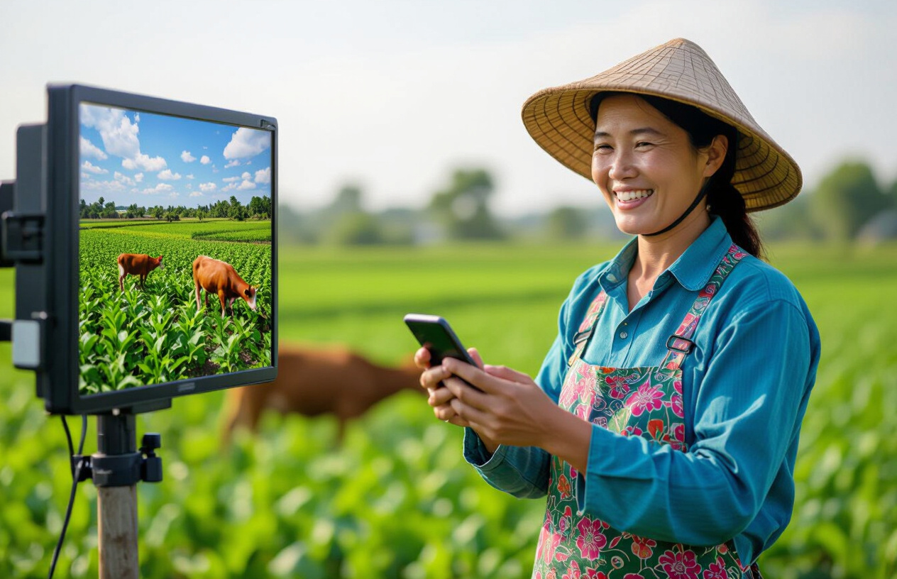 Nông Dân Bến Tre Theo Dõi Camera Giám Sát Trang Trại Trên Điện Thoại