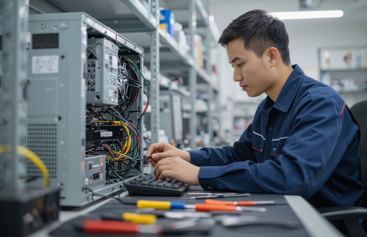 Kỹ Thuật Viên Máy Tính Bến Tre Đang Kiểm Tra Và Tối Ưu Máy Tính.