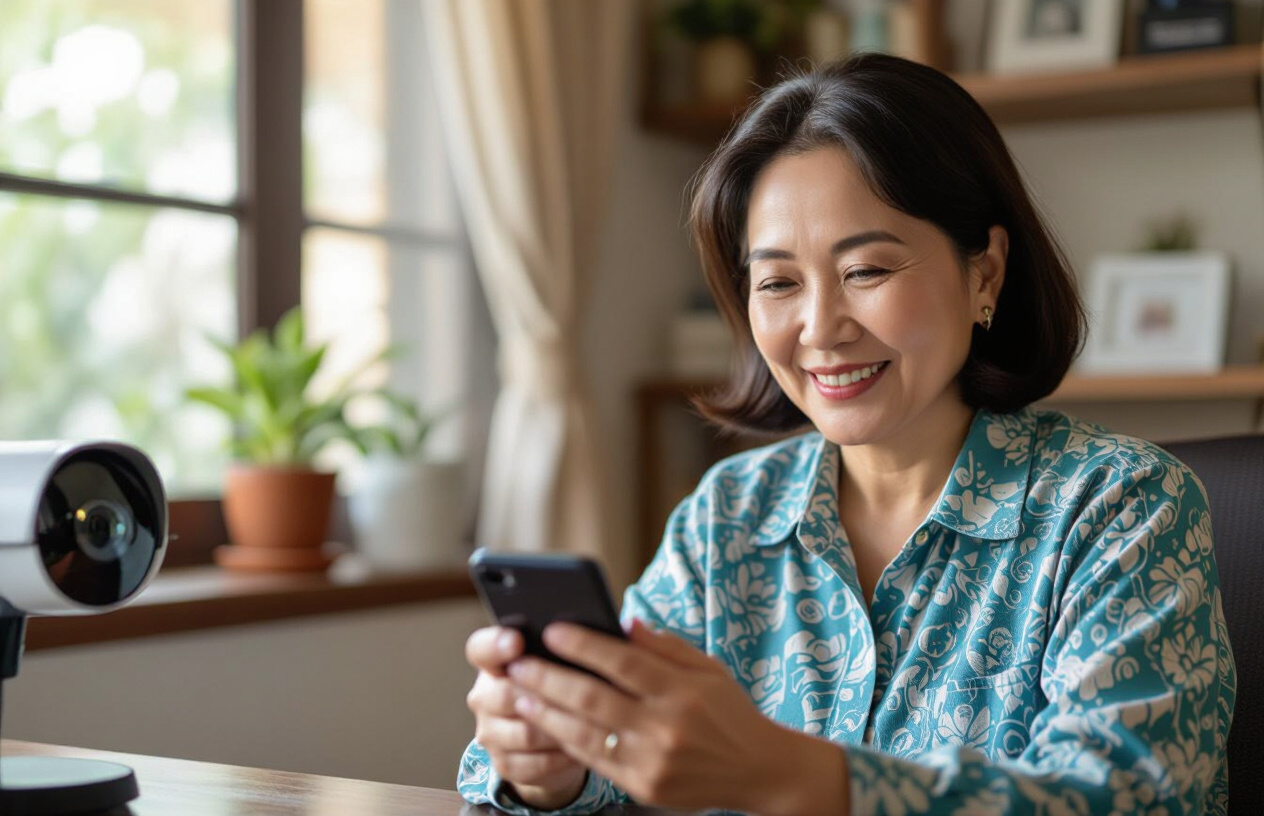 Chủ Nhà Trọ Hài Lòng Quan Sát Màn Hình Giám Sát Camera Từ Máy Tính Bến Tre