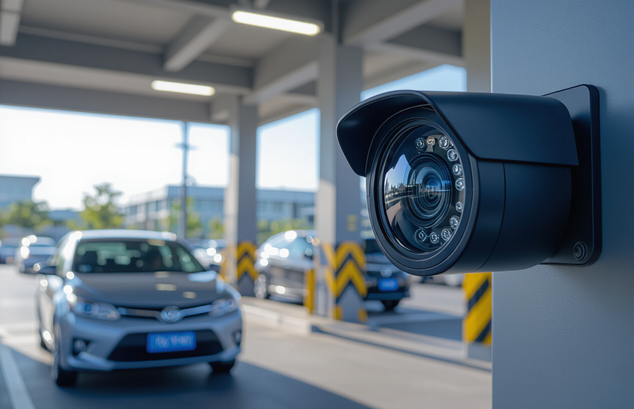 Hệ Thống Camera Đọc Biển Số Xe Tự Động Đang Hoạt Động Hiệu Quả Tại Bãi Giữ Xe Hiện Đại Ở Bến Tre.