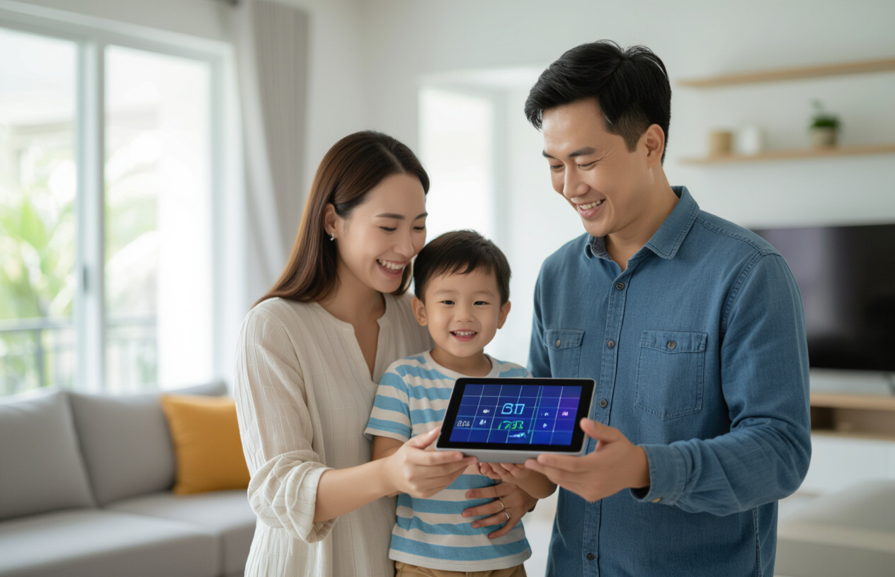 Gia Đình Bến Tre Vui Vẻ Tận Hưởng Điện Mặt Trời.