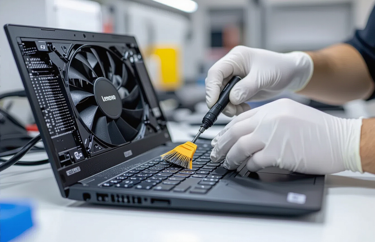 Kỹ Thuật Viên Chuyên Nghiệp Tại Bến Tre Đang Tỉ Mỉ Vệ Sinh Quạt Và Keo Tản Nhiệt Laptop.
