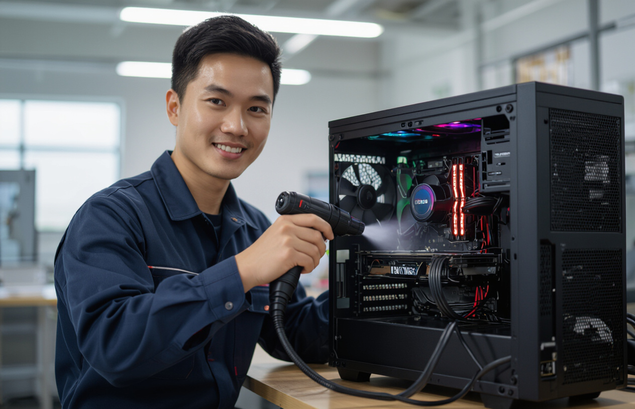 Thợ Kỹ Thuật Việt Nam Đang Vệ Sinh Máy Tính Để Bàn Chuyên Nghiệp
