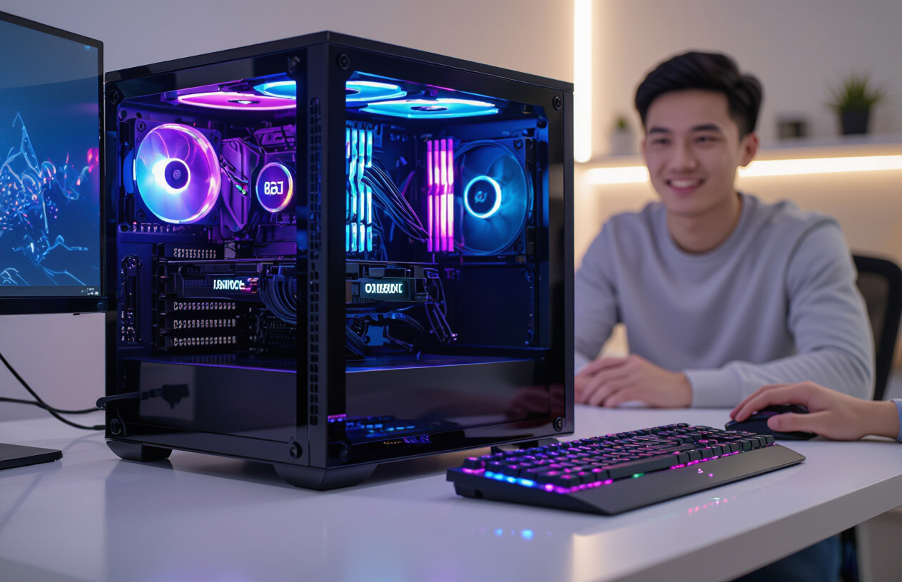 Một Dàn Máy Tính Để Bàn Chơi Game Được Vệ Sinh Sạch Sẽ, Sáng Bóng