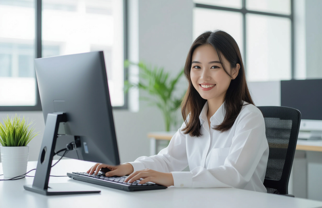 Nhân Viên Văn Phòng Tại Bến Tre Làm Việc Hiệu Quả Với Máy Tính Được Bảo Dưỡng Tốt